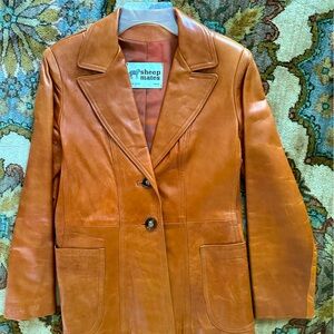 Vintage 70's Sheep Mates  Butterscotch/Cognac Leather Jacket Blazer